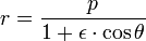 r = \ frac {p 1+ \ epsilon \ cdot \ cos \ theta}