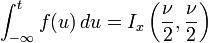 \ Int _ {- \ infty} ^ tf (u) \, du = I_x \ left (\ frac {\ nu} {2}, \ frac {\ nu} {2} \ right)