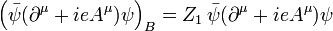 \ Left (\ bar \ psi (\ partial ^ \ mu + iea ^ \ mu) \ psi \ right) = _B Z_1 \, \ bar \ psi (\ partial ^ \ mu + iea ^ \ mu) \ psi