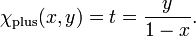 \ _ Qui {\ mathrm {mais}} (x, y) = t = \ frac {y} {1-x}.